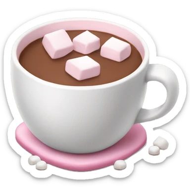 Light Pink mug of hot chocolate with marshmallows  sticker
