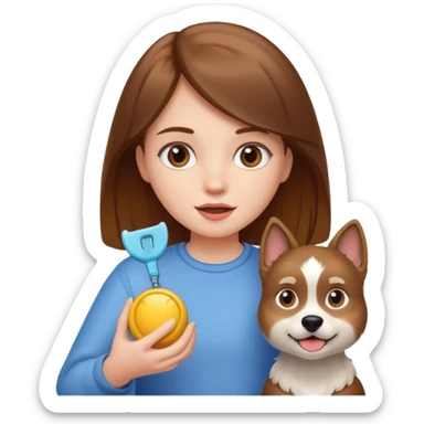 Fille brune et blanche qui a un ongle entre les canines sticker