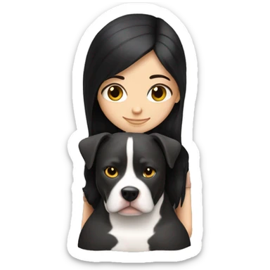 White Girl with black hair hug a pitbull sticker