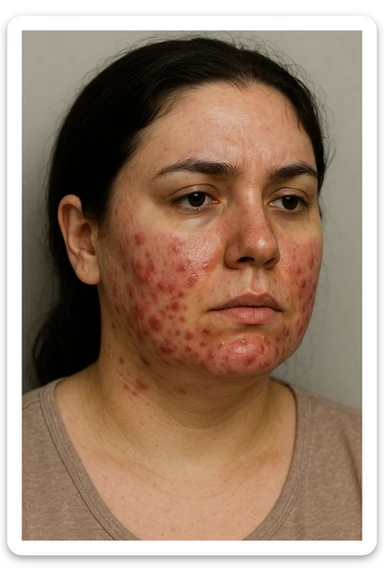 donna con pcos, con acne cistica infiammata e profonda sticker