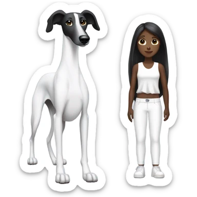 Black greyhound with white girl with dark hair sticker