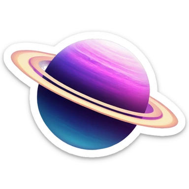 sparkly glittery blue purple and pink gradient planet with a cheesy saturn ring sticker
