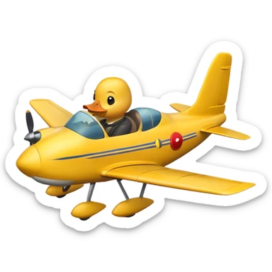 Yellow duck flying a plane sticker