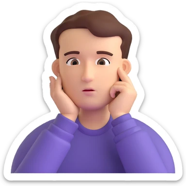 thinking face, hand on chin sticker