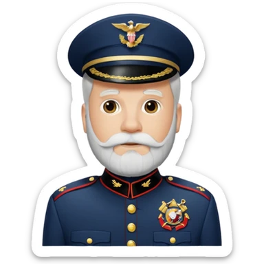 A male with a white beard dressed in marine corps dress blues with sergeant stripes sticker