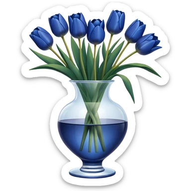 Navy blue tulips in glass vase  sticker