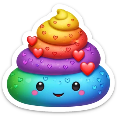 A rainbow poo with hearths  sticker