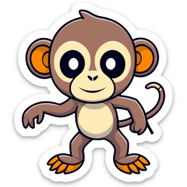 A monkey with Xenomorph features, elongated head, black exoskeleton, and biomechanical appearance sticker