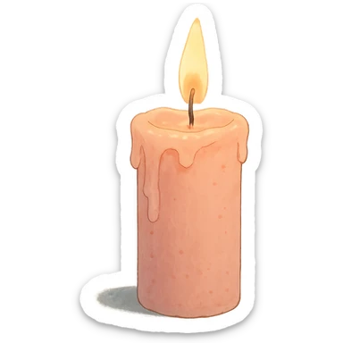 pink pastel candle with soft aesthetic and gentle lighting in ghibli style sticker