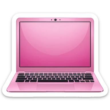  pink pink laptop with a sleek modern design, open screen, soft lighting and reflections, minimal aesthetic, isolated on transparent background, realistic style sticker