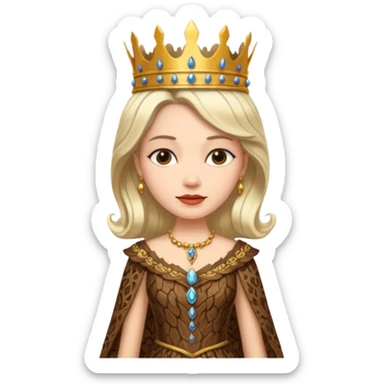 Queen wearing a bark-patterned dress sticker