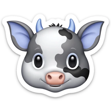 bat with cow spots using dark grey, light grey, white, and periwinkle, high visibility, simple and bold for chat apps sticker
