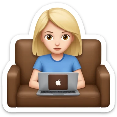 A girl is lying on the couch with a laptop, working sticker