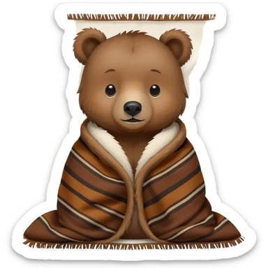 Baby grizzly bear cub cozy in a Pendleton blanket  sticker