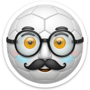 soccer ball wearing joke glasses and nose and mustache sticker