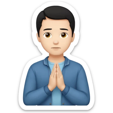 A man prayering with black hari skin colour white and with casual dress sticker