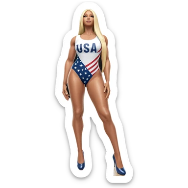 blonde girl in american leotard sticker