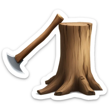 Tree stump with an axe cleaved in  it  sticker