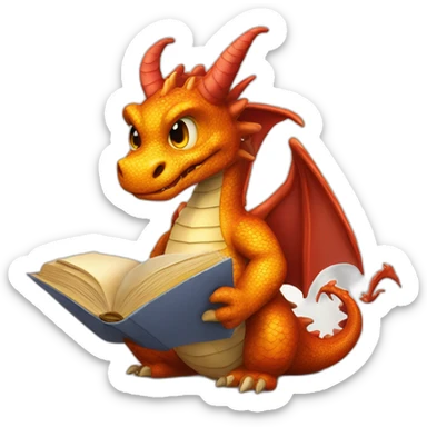 dragon-reading-a-book-with-a-cup-of-tea sticker