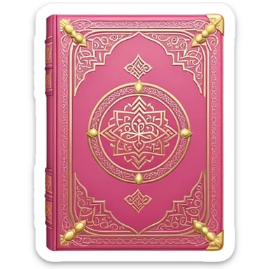 Pink Quran, Muslim holy book with decorative gold embellishments sticker