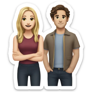 Brunette Victoria pedretti and blonde Henry caville in love sticker
