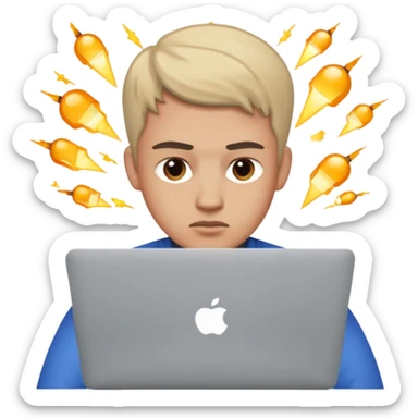 a man behind mackbook sticker