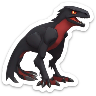  Cool Edgy Black Red Digimon-Fakemon-Raptor-Reptile full body sticker