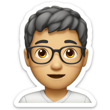 Little chinese boy with rectangular glasses sticker