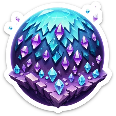 planet, surface covered in glowing crystals  sticker