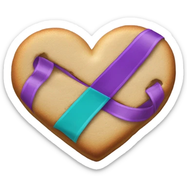 Cookie heart with purple teal awareness ribbon loop sticker