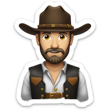 Cow boy chasseur de prime vêtu de noir avec barbe  sticker