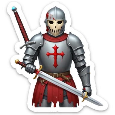 Headless Knight with Sword close up with horror look sticker