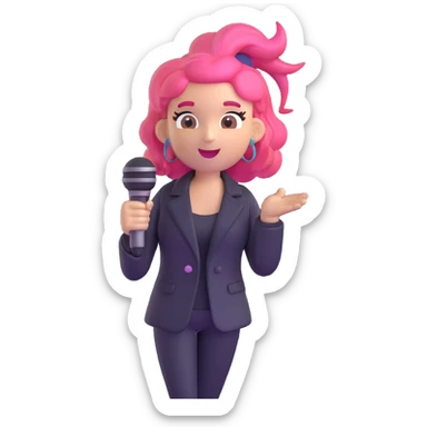 SoFaygo inspired emoji holding a microphone, energetic pose, pink hair sticker