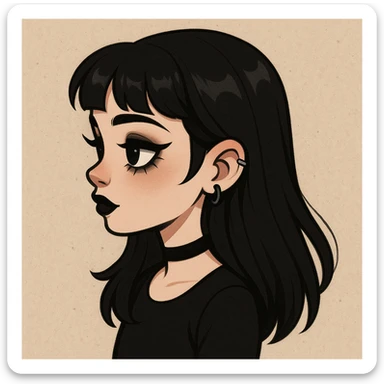cute goth  profile girl art sticker