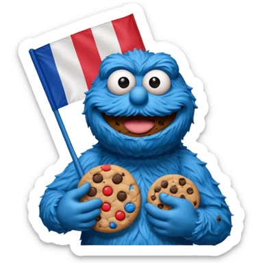 cookie monster bust, with french flag, only one flag, no hat, with cookie in hand sticker