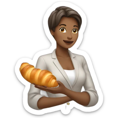 WOMAN EATING CROISSANT sticker