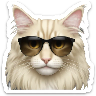 cream colored maine coon with black sunglasses sticker