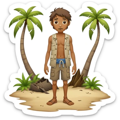 A starving man on a deserted island sticker