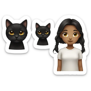 Brown-eyed girl with dark hair and a black cat sticker