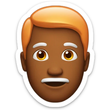 a man who has a head shaped like an orange sticker