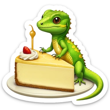 Lizard with cheese cake sticker
