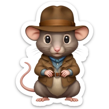 Life like rat wearing Indiana jones hat sticker