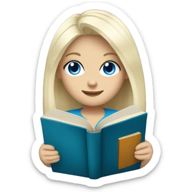 A blonde with white hair and blue eyes who holds books sticker
