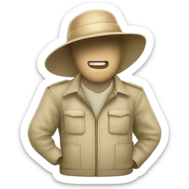 gardener pith helmet beige jacket sticker