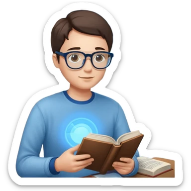 Window with person reading + blue light, Apartment Windows. sticker