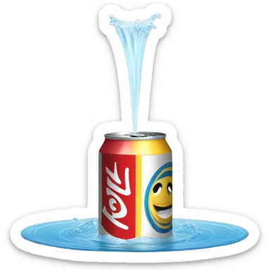 Beer can with a hole in the middle spraying like a fountain  sticker