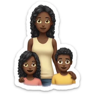 black girl long hair with two sons sticker