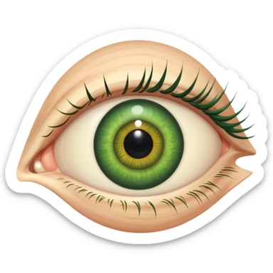 an eye with a green iris and human skin-colored eyelids sticker