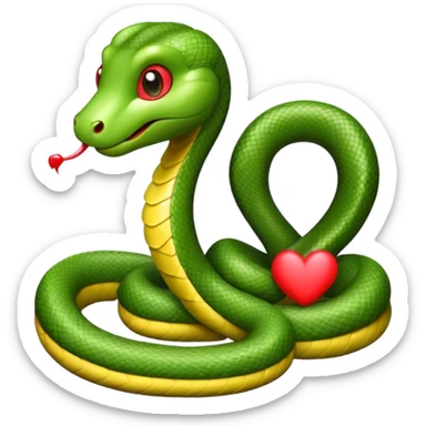 Cute snake with heart sticker