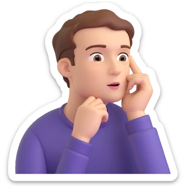 thinking face, looking up, hand on chin sticker